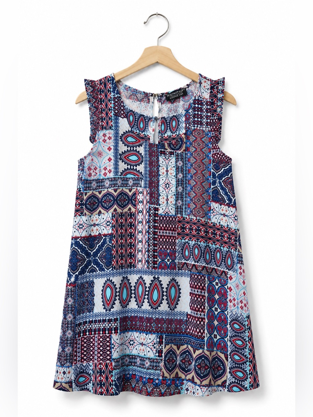 Papermoon Stitch Fix Sleeveless Tank Top Blue Red Patchwork Paisley Print Small